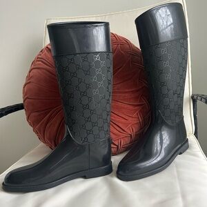 Gucci Black Monogram Tall Boots